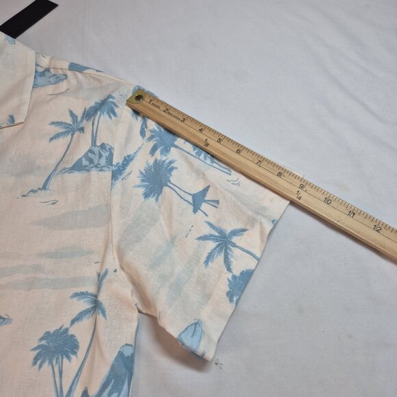 Gianni Bini Women's Size L Margaux Palm Tree Button Front Linen Blend Blouse - Picture 11 of 12